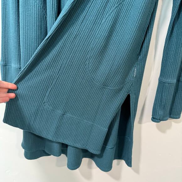 Athleta Women's Harmony Pose Cardigan Sweater Hooded Duster Wrap Blue Small - Picture 4 of 8